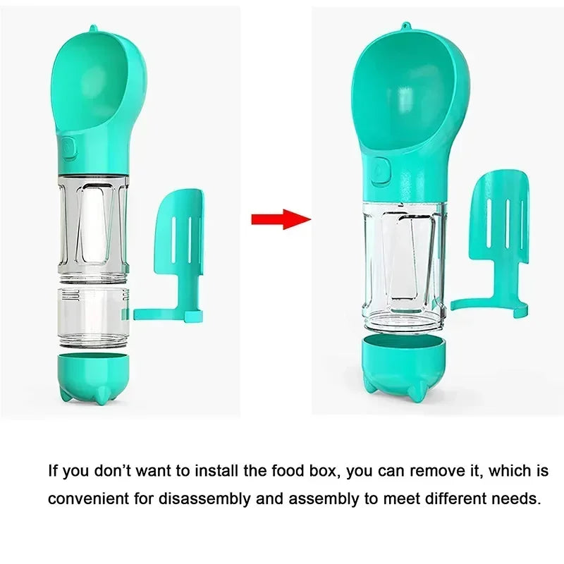 3-in-1 Portable Cat & Dog Water Bottle and Food Feeder