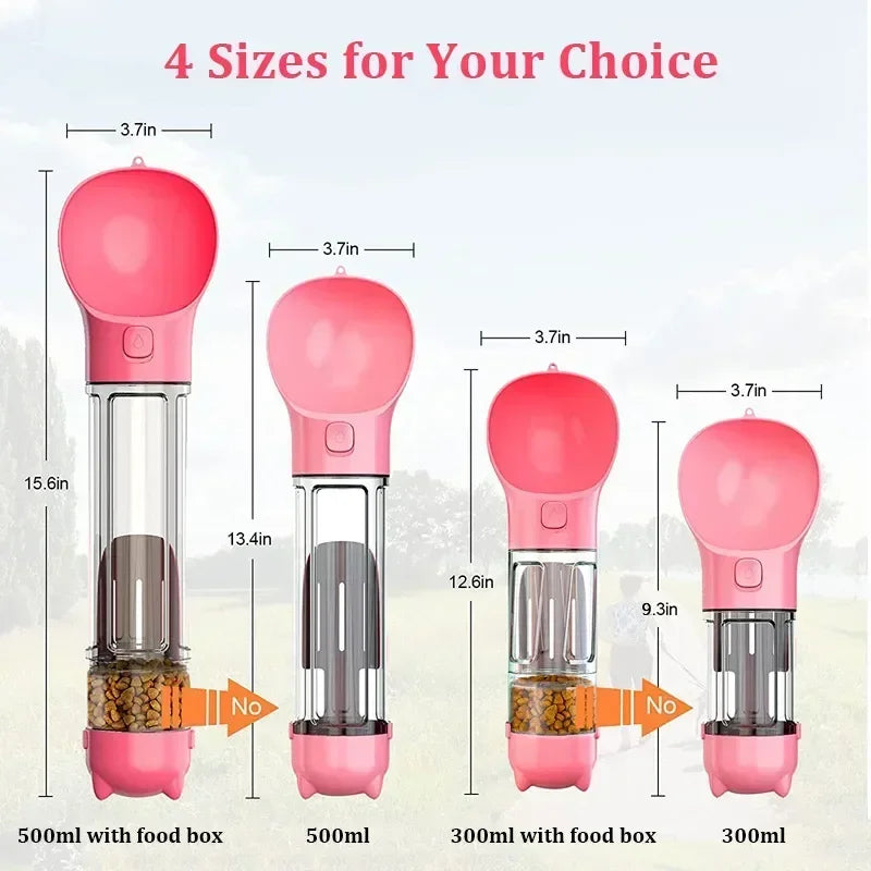 3-in-1 Portable Cat & Dog Water Bottle and Food Feeder